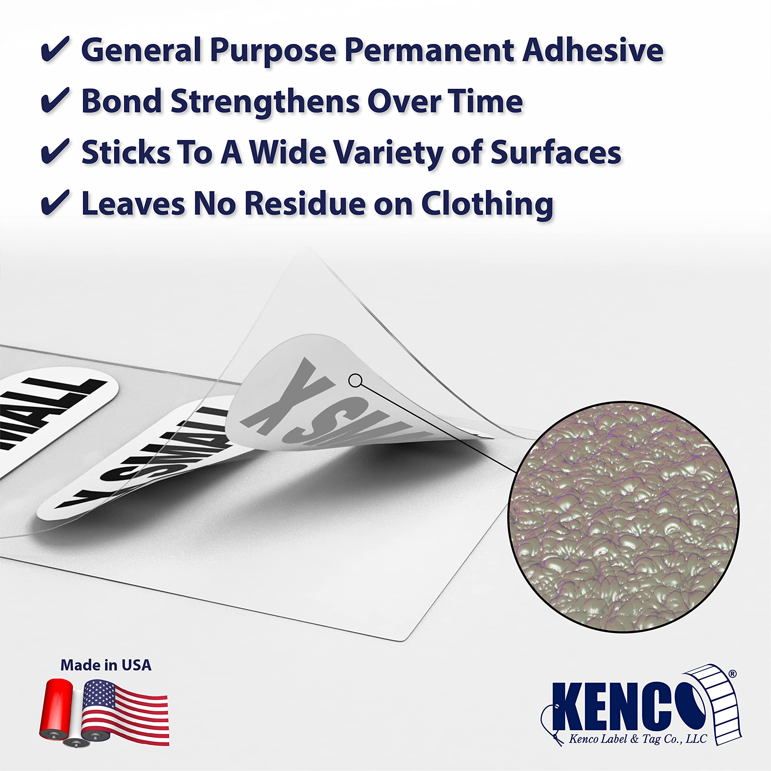 Clothing Size Strip Labels - 1.25" X 5" - 250 Strips Per Roll - 1500 Labels Total! - Clear with Black and White Ink by Kenco (7 Pack) - Image 3