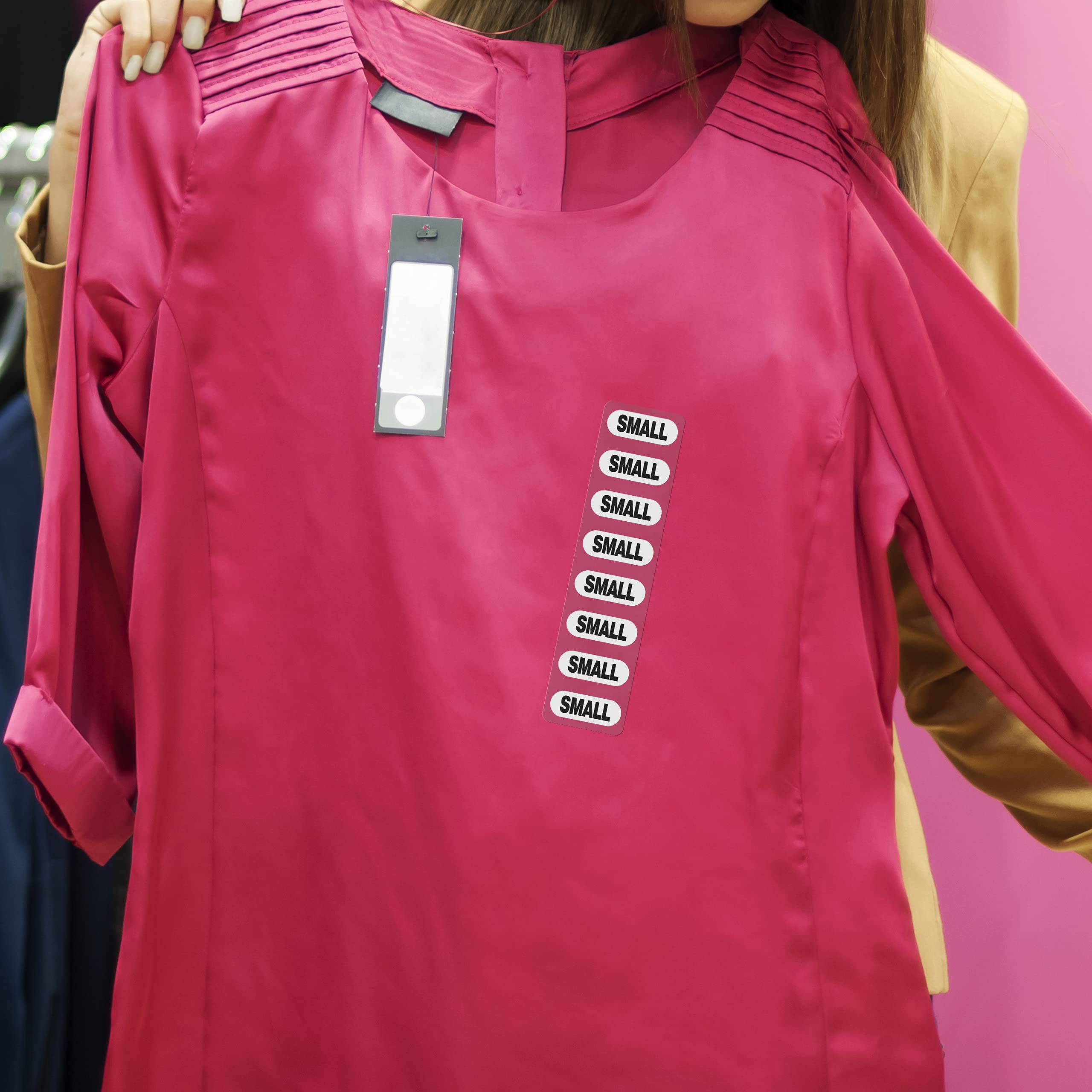 Clothing Size Strip Labels - 1.25" X 5" - 250 Strips Per Roll - 1500 Labels Total! - Clear with Black and White Ink by Kenco (7 Pack) - Image 4