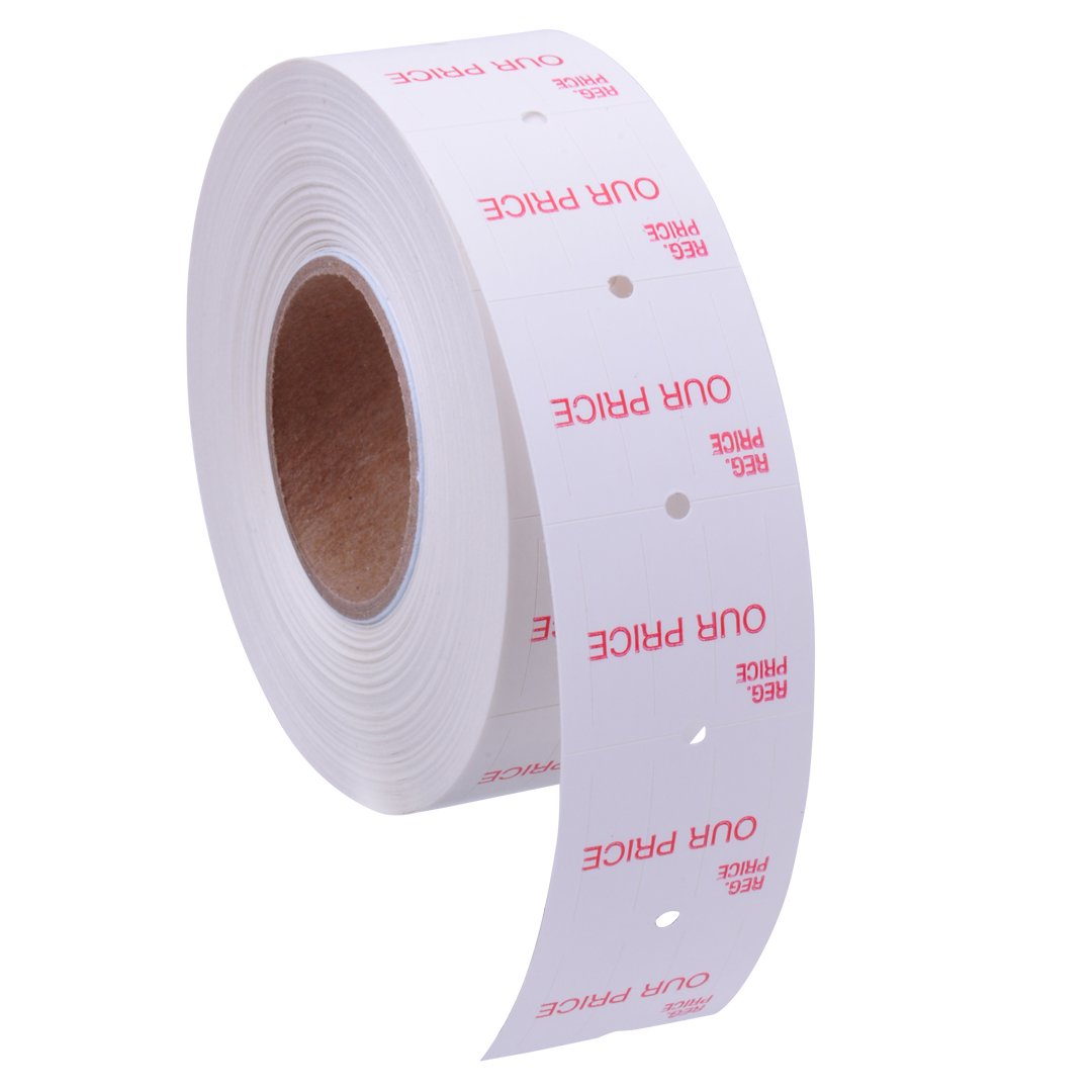 White with Red "Regular Price/Our Price" (at Top) Labels to fit Towa®GL/ SpeedyMark4/ Halmark Model "L" Price Guns 16 Pack (Free Ink Roll Included) - Image 4