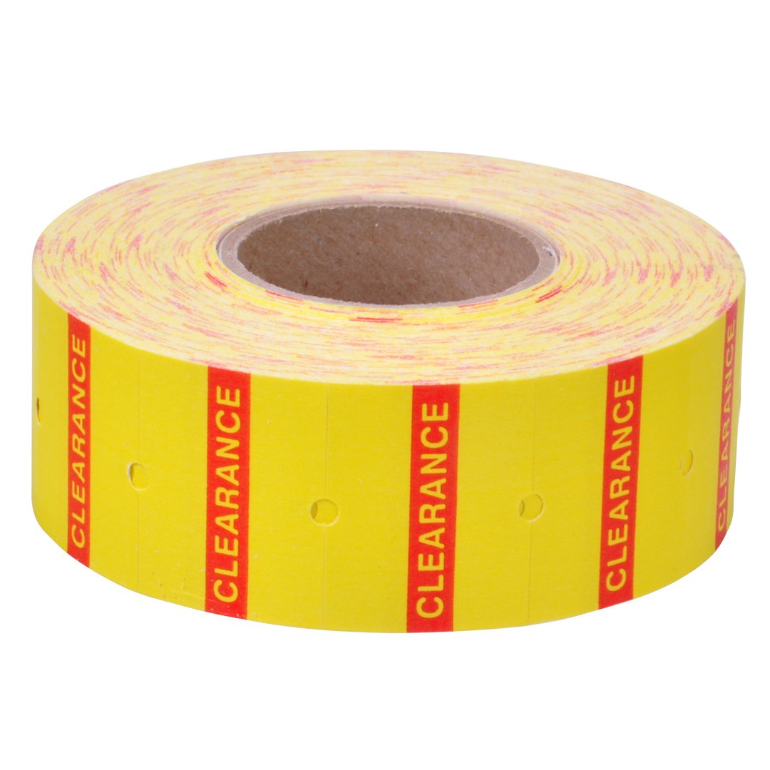 Yellow with Red "Clearance" Removable Adhesive Labels to fit XL Pro® 2 Price Guns 16 Pack (Free Ink Roll Included) - Image 3