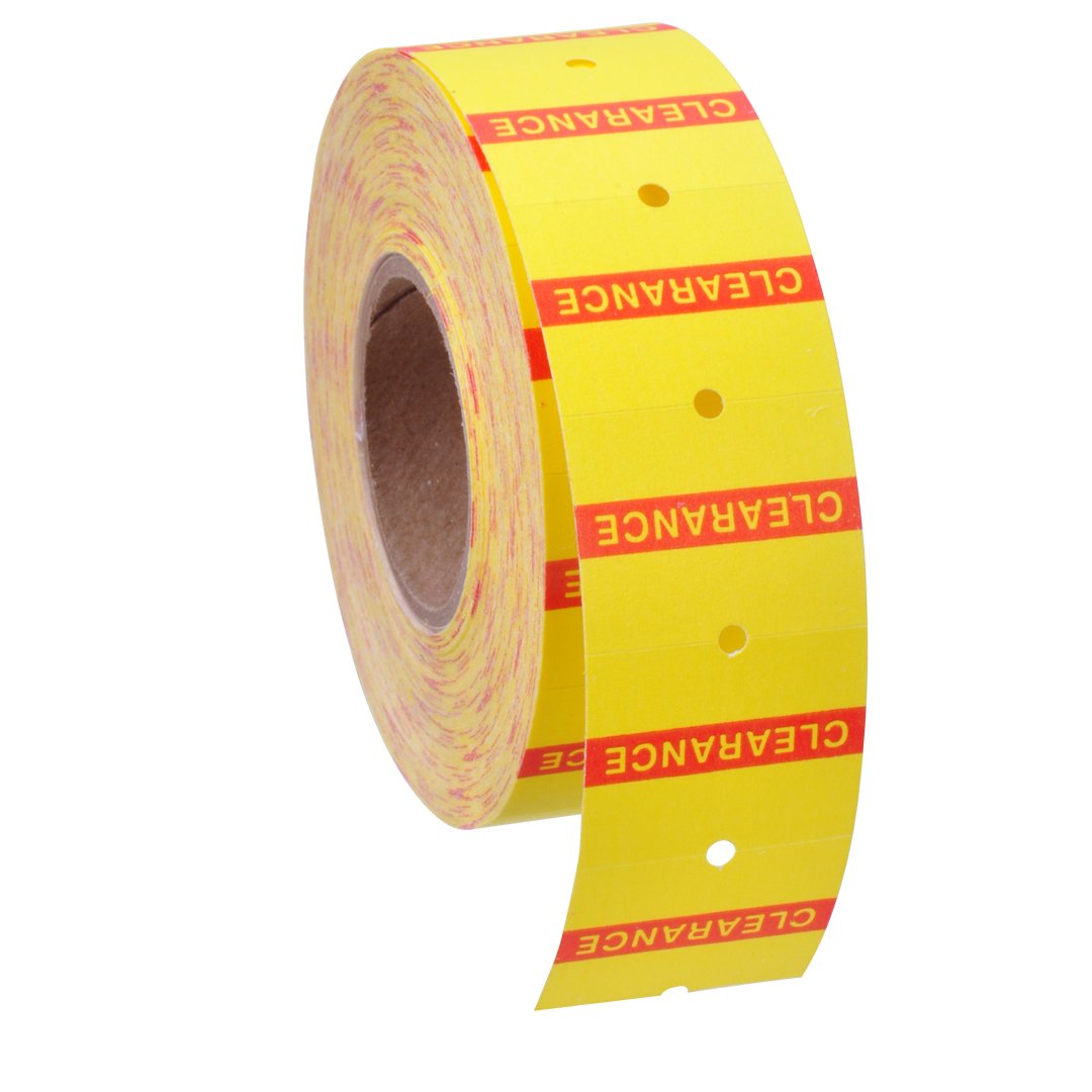 Yellow with Red "Clearance" Removable Adhesive Labels to fit XL Pro® 2 Price Guns 16 Pack (Free Ink Roll Included) - Image 4